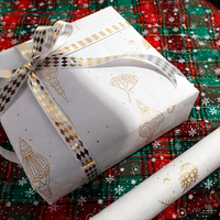Rouleau de papier kraft blanc de Noël de haute qualité, vierge, jetable, 80g, 43*300cm, emballage cadeau d'anniversaire personnalisé de luxe