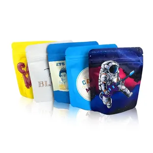Nouveaux sacs imprimés sur mesure de 3.5g emballage en plastique de biscuits en feuille aluminisée anti-odeur sacs à zip-lock en mylar