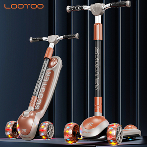 Tricycle à trois roues pour enfants en alliage d'aluminium, trottinette à pousser, roues à LED clignotantes, pliable, hauteur réglable pour les tout-petits, extérieur - Product Image 1