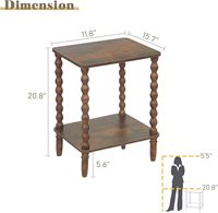 Kirkasa Table basse marron rustique moderne à 2 niveaux étagère de rangement étroite pour petit salon chambre meubles de maison pour espaces