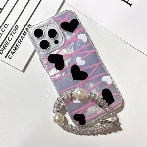 Hàn Quốc phong cách Ins ngọt ngào tình yêu trái tim điện thoại trường hợp Nữ Tính Màu Hồng thẩm mỹ long lanh bìa cho <span class=keywords><strong>iPhone</strong></span> 16 15 14 13 Pro Max 2025 Hot - Product Image 1