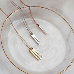 Collier Pendentif Géométrique Long Personnalisé le Plus Populaire en Acier Inoxydable, Simple, DIY, avec Plaque Gravée Nom Personnalisable - Product Image 3