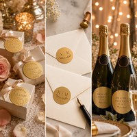 Étiquette autocollante dorée mate pour mariage, finition or doux élégante pour les sceaux d'invitation