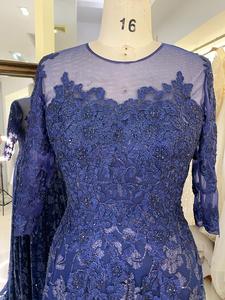 Bleu marine grande taille broderie manches longues dos jupe en tulle mère <span class=keywords><strong>de</strong></span> la <span class=keywords><strong>mariée</strong></span> robes <span class=keywords><strong>de</strong></span> soirée - Product Image 5