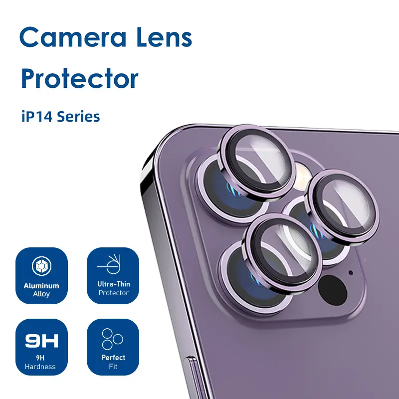 Purple Camera Lens Protector 9H full glue HD clear tempered glass lens protective film For iphone 14 Plus 14pro max