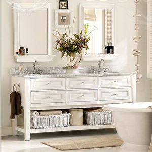 Style américain <span class=keywords><strong>clair</strong></span> chêne cuisson peinture crème blanc type de sol salle de bain vanité avec extra large espace - Product Image 3