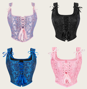 Viviblook Z1010TP New Jacquard Multi-Color Shoulder Strap Adjustable Women'S Strapless Top Retro <b>Corset</b> - Product Image 1