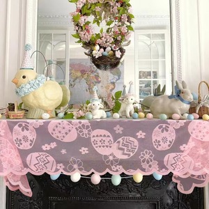 Runner da Tavola con Motivo Floreale Jacquard per Pasqua, Stampa di Coniglietti, per Casa e Hotel, Tovaglie da <span class=keywords><strong>Cucina</strong></span> all'Ingrosso - Product Image 4