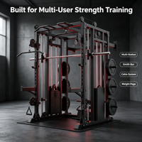 Rack de musculation multifonctionnel compact de qualité studio, tout-en-un, avec fixation murale, en acier au carbone, type Smith, pour usage commercial