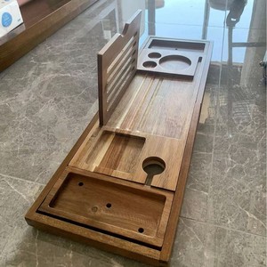 Walnut Wood Bathtub Rack Solid Wood Bath Tray For Personal Care Products Home Use - Product Image 2
