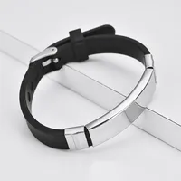 Bracelets en acier inoxydable à la mode, accessoires tendance, cadeaux d'anniversaire gravés personnalisés, bracelets en silicone