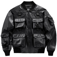 Blouson Bomber Moto Homme Noir Personnalisable avec Logo, Fermeture Éclair, Col Montant, Léger, Décontracté, Style Universitaire – Vente en Gros