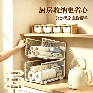 Étagère de rangement de cuisine à 3 niveaux en métal, organiseur de bureau pour essuie-tout, film alimentaire, rangement pour armoire de cuisine - Product Image 2