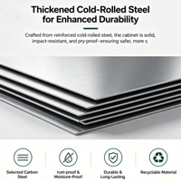 Archivador de Acero Laminado en Frío OEM Directo de Fábrica, 2 Puertas de Vidrio y 2 Puertas Metálicas, Armario de Almacenamiento para Oficina con Cerradura