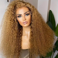 #27 miel blond bouclé dentelle avant perruques de cheveux humains cheveux brésiliens bouclés dentelle perruque cheveux humains pré plumé perruque pour les femmes
