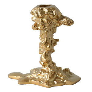 European Retro Candlestick Ornament Gold Resin Irregular Shape <b>Wedding</b> Dining Room Decoration Photo <b>Prop</b> Single Piece Package - Product Image 2