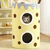 Nid pour chat en sisal imprimé multi-couches, écologique, couleur thé au lait, maison fermée chaude pour l'hiver, lit sûr pour chatons, utilisation toutes saisons