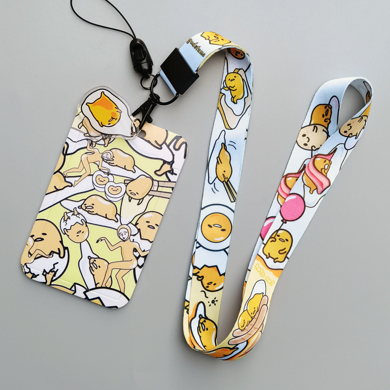 Campus Japanese Lovely Cartoon Gudetama Lanyards Card Holder Accessories Portable Customize Student Gift ID Name Badge Card Case Image 3