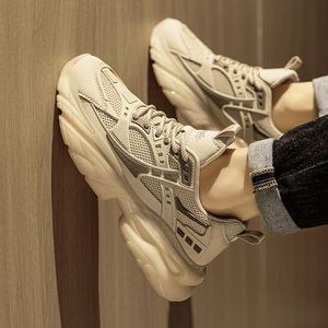 2026 Summer Breathable Waterproof Lace-Up Men's Shoes <b>Height</b>-<b>Increasing</b> Samurai Dad Thick-Soled Mesh Casual Sporty Trendy - Product Image 1
