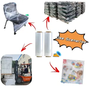 PE Cast küçültmek 20 Mic manuel 17 Kg palet plastik LLDPE Wrap streç Hood Film fiyat plastik Fil