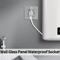 Enchufe Alemán Impermeable con Cubierta Transparente 16A 220V EU Schuko, Panel de Vidrio Templado Tipo F, Tomacorriente de Pared