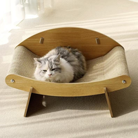 Lit pour chat en bois en forme de crabe, griffoir respirant en sisal avec support pour animaux de compagnie d'intérieur