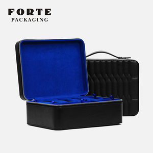 FORTE Custom Logo Handmade PU Leather Jewelry <b>Box</b> <b>Gift</b> <b>Earring</b> Organizer Case with Zipper Closure Double Layers Luxurious - Product Image 4