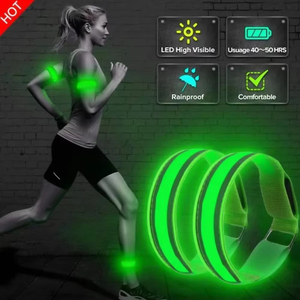 Sabuk Pengaman USB Isi Ulang, Gelang Peringatan Lengan Kaki, Lampu Sepeda, Lampu LED untuk Olahraga Luar Ruangan, Lari Malam, Armband - Product Image 1