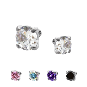 Round Moissanite <b>Stud</b> <b>Earrings</b> 925 Silver Claw Setting Classic Everyday Wear Unisex Jewelry White Pink <b>Blue</b> Purple Black - Product Image 1