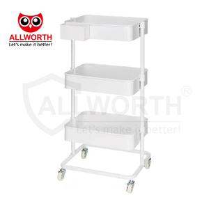 Carro de almacenamiento silencioso de metal de 3 niveles de altura ajustable de diseño simple de gran oferta con caja pequeña en el lateral - Product Image 1