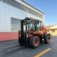 Chariot élévateur diesel SHANNENG 3 tonnes 4x4 tout-terrain robuste avec moteur Yuchai Stage V, cabine de luxe pour chantier de construction