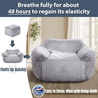 Grand pouf fauteuil en forme de L gris, housse en tissu, rembourrage en éponge, écologique, style moderne, appartement, hôtel, villa