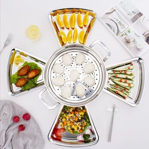 Plat rond en acier inoxydable pour la maison, service <span class=keywords><strong>de</strong></span> table pour banquets, idéal pour les fruits <span class=keywords><strong>de</strong></span> <span class=keywords><strong>mer</strong></span>, en métal - Product Image 4