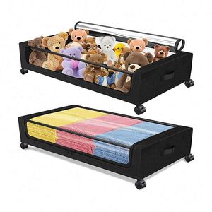 Organiseur de vêtements et chaussures en tissu de haute qualité, conteneurs sous lit, tiroirs roulants, rangement sous lit avec roulettes - Product Image 1