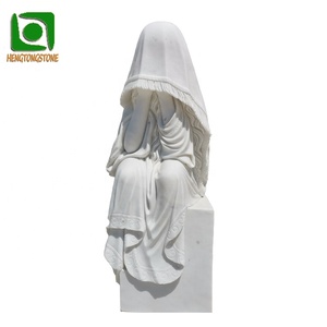 Estatua de Dama Llorona de Mármol Blanco de Alta Calidad a Tamaño Real para Decoración de Cementerios - Product Image 1