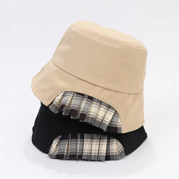 Women's spring and summer fashion Korean cute skirt stitching bucket hat outdoor travel hat