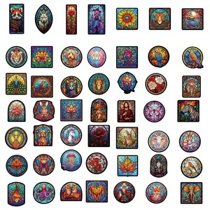 50 autocollants muraux en PVC imprimés d'animaux en verre teinté, ronds, autocollants décoratifs pour la décoration de la maison - Product Image 5