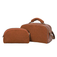 Voyage ours en peluche matériel en peluche matelassé tissu éponge sac de maquillage mignon sac de cosmétiques emballage Cube fausse fourrure trousse de toilette