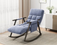 Fauteuil à bascule capitonné de luxe avec poche latérale, structure métallique moderne, chaise de salon pour chambre d'enfant, chaise de loisirs confortable pour l'extérieur