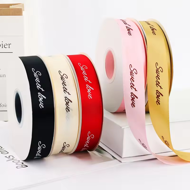 Custom Ribbon Wired Printed Gift Ribbon Bows Brand Wrapping Ribbon Set for Christmas Holiday Gift Wrap