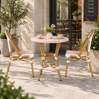 Chaise de salle à manger moderne en rotin PE pour l'extérieur, avec structure en alliage d'aluminium, empilable, pour restaurant, café, mobilier de terrasse