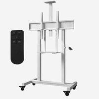 Chariot TV mobile électrique avec double moteur, réglage automatique de la hauteur, support au sol, capacité de 300 lb, support pour tableau blanc interactif