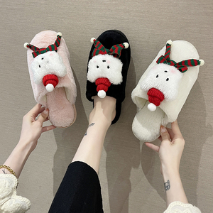 Pantoufles en peluche motif <span class=keywords><strong>pull</strong></span> de Noël, renne et ours, à bout rond, confortables, cadeau d'hiver pour <span class=keywords><strong>femme</strong></span>, vente en gros - Product Image 6