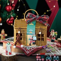 Panier-cadeau en bambou tissé en forme de maison personnalisé pour l'emballage de cadeaux alimentaires, bonbons de Noël, boîte en bambou recyclable, logo personnalisé, fait main