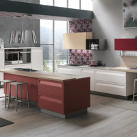 YK Italian Designs : Tiroir coulissant et charnière pour armoires de cuisine en panneau mélaminé écologique laqué blanc, design italien, avec robinet intégré