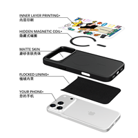Coque de téléphone AG Feeling Black Edge avec motif de pain vieilli doré pour iPhone 17, 17 Pro Max, 16 Pro, 15, 15 Pro Max, coque magnétique