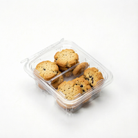 Conteneurs d'emballage alimentaire frais en plastique PET en gros pour légumes, fruits, gâteaux, biscuits avec couvercle à charnière scellé