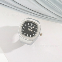 Jam Tangan Cincin Mewah Retro Vintage Berlapis Emas dengan Tali Elastis, Dial Digital, Mini Quartz untuk Pria Wanita
