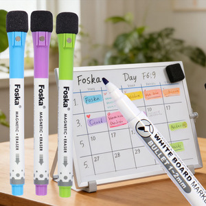 Marqueurs effaçables pour tableau blanc à séchage rapide, en 8 couleurs vives, avec gomme intégrée, pour fournitures scolaires – En stock - Product Image 1