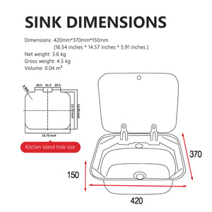 Évier carré simple en acier inoxydable pour <span class=keywords><strong>camping</strong></span>-<span class=keywords><strong>car</strong></span>, caravane portable avec robinet et verre pour espaces minimalistes - Product Image 6